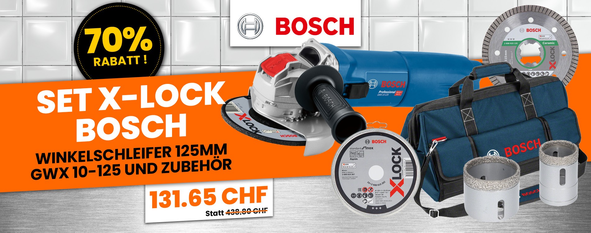 Bosch X-Lock Set Winkelschleifer 125mm GWX 10-125 Und Zubehör