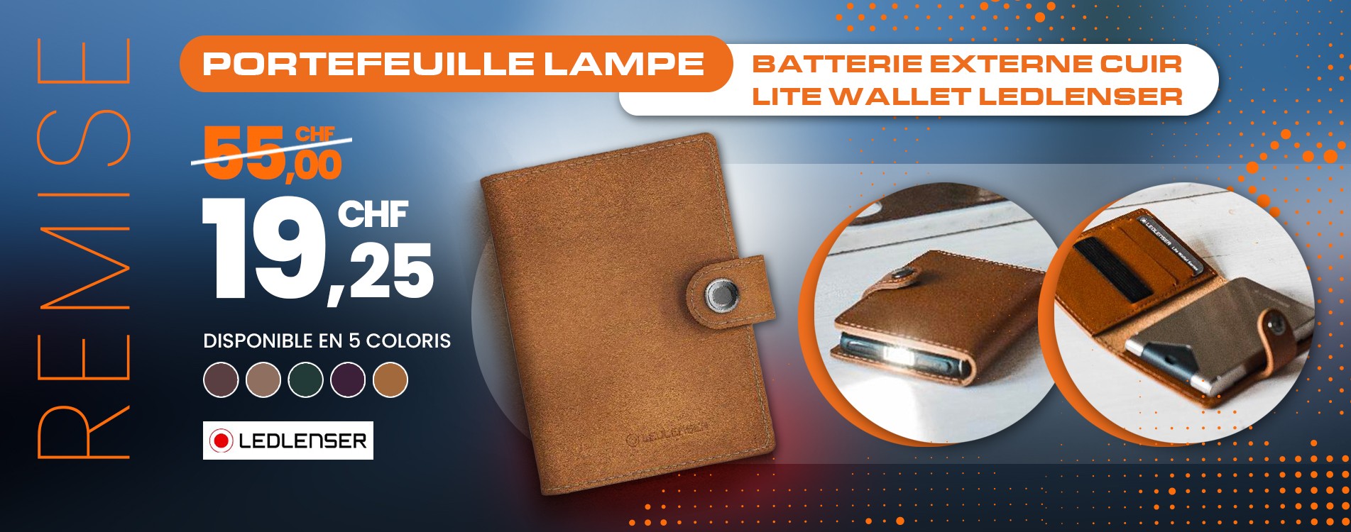 Portefeuille Lampe, Batterie Externe Cuir Lite Wallet Ledlenser