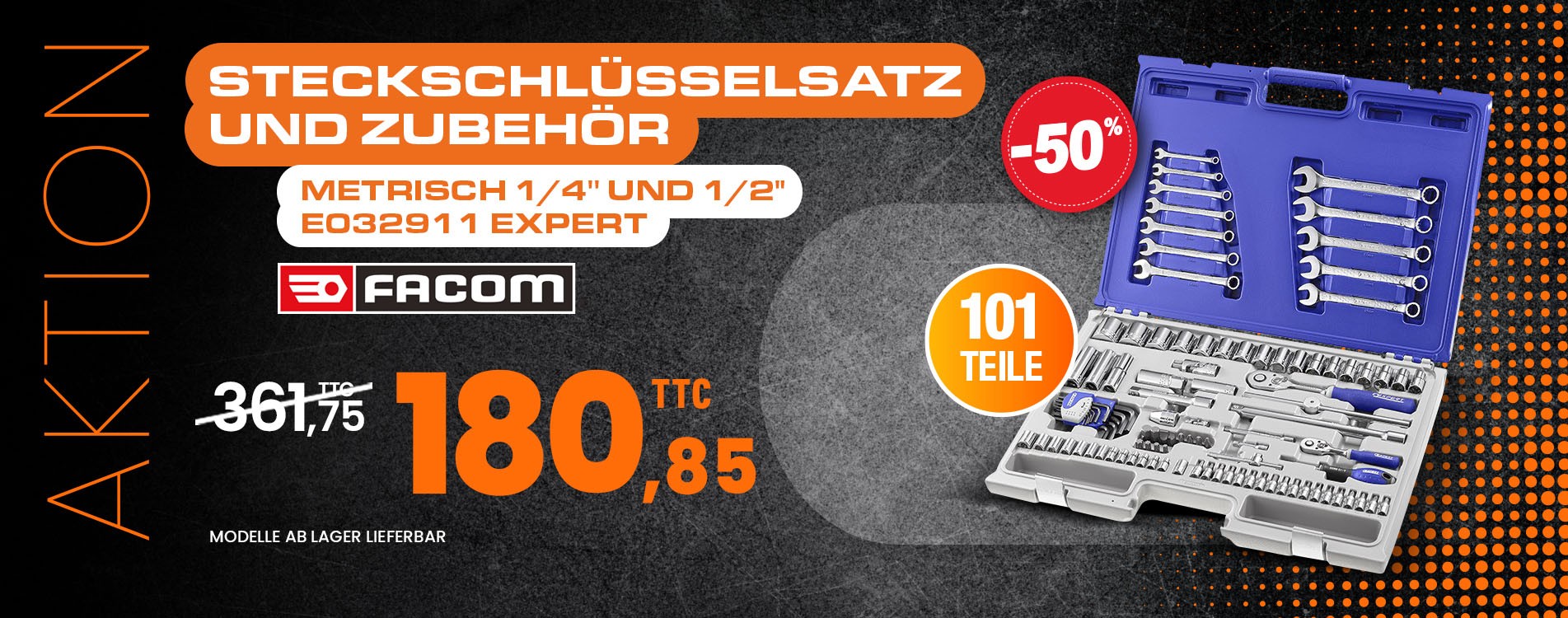 Steckschlüsselsatz, Schlüssel und Zubehör, metrisch 1/4'‚ und 1/2‘', 101-teilig E032911 Expert by Facom